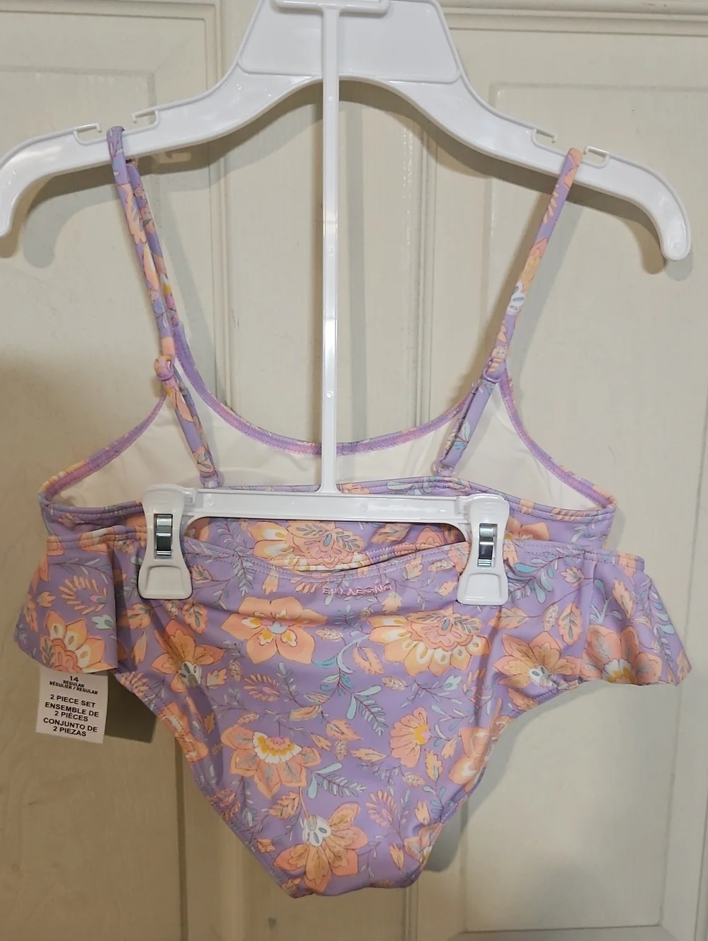 BILLABONG GIRLS PEACEFUL LILAC 2 PIECE HIDEAWAY HIPPIE: BIKINI SET: NWT: SIZE 14